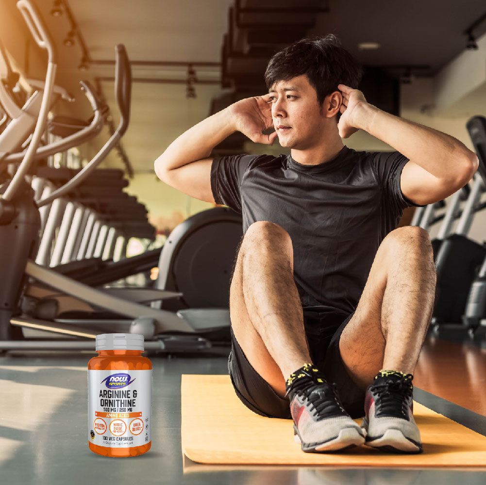 NOW Foods Arginine Ornithine 500mg 250mg for Active Training Support 100 Capsules