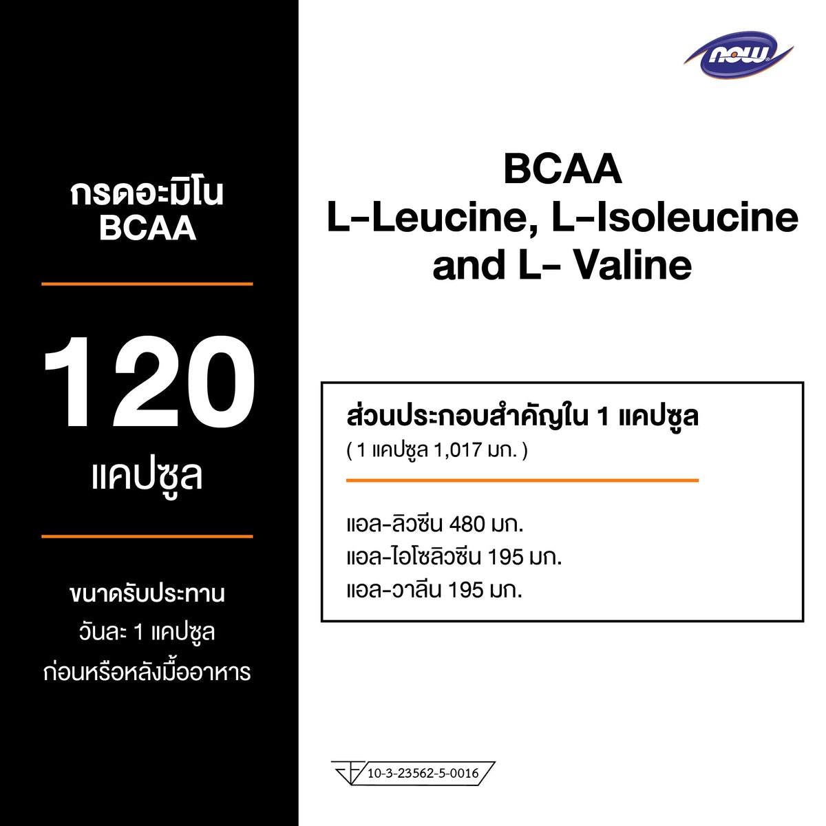 NOW Foods BCAA Branched Chain Amino Acids for Post Workout Recovery 120 Veg Capsules
