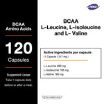 NOW Foods BCAA Branched Chain Amino Acids for Post Workout Recovery 120 Veg Capsules
