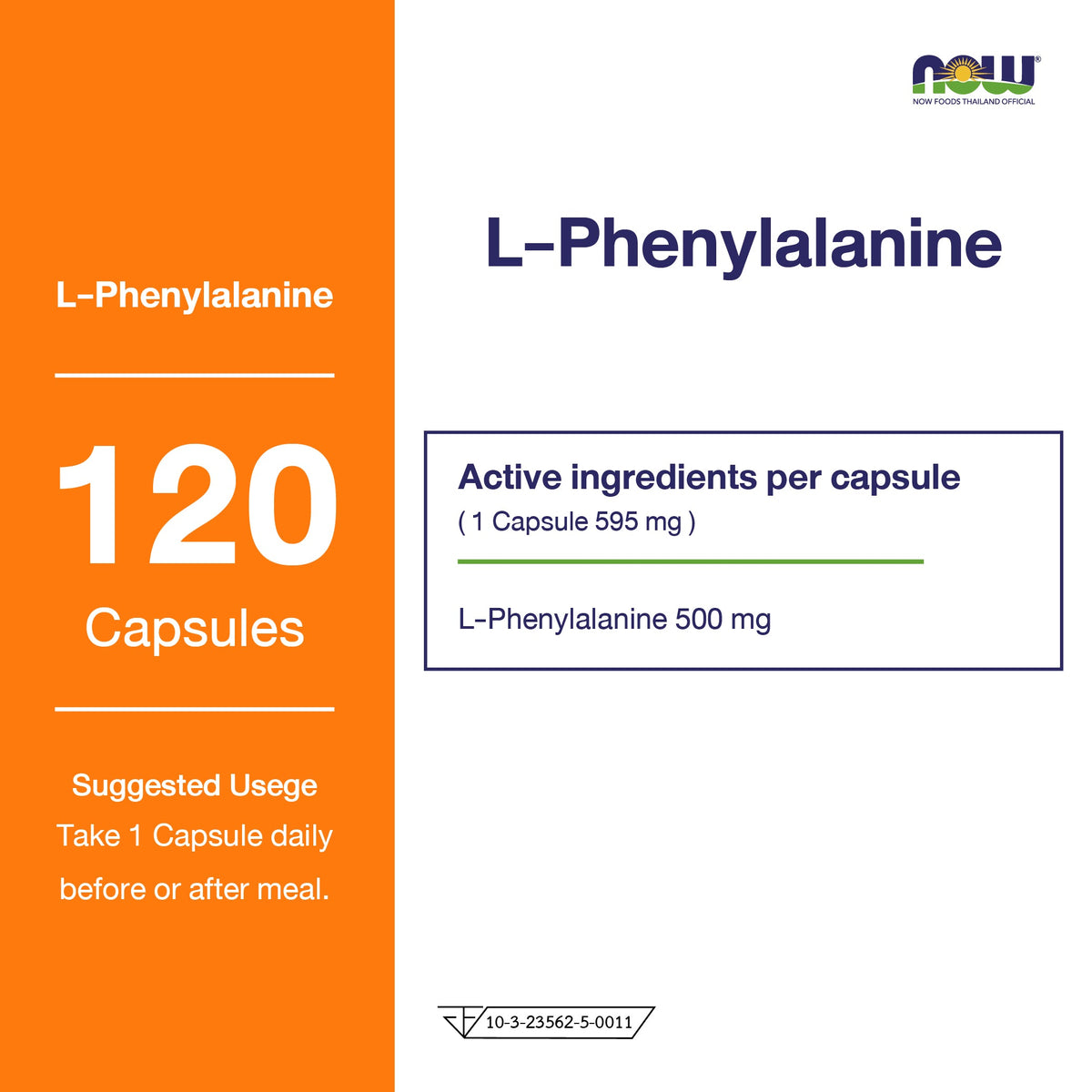 NOW Foods L Phenylalanine 500mg Amino for Everyday Wellness 120 Veg Capsules