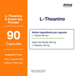 NOW Foods L Theanine 100mg Green Tea Relaxation for Calm Focus 90 Veg Capsules