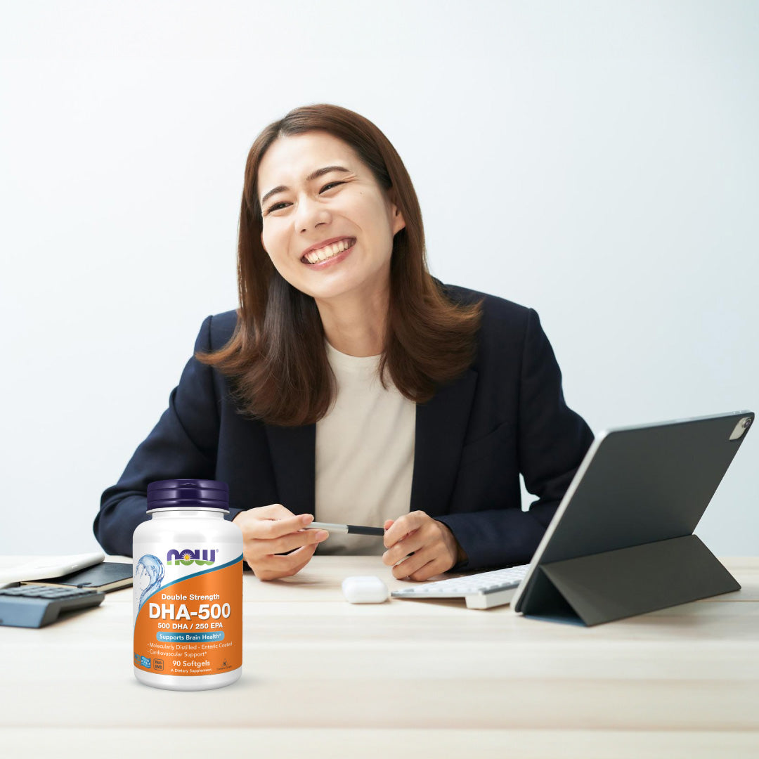 NOW Foods DHA 500 Enteric Coated Fish Oil 1000mg for Brain and Eye Health 90 Softgels