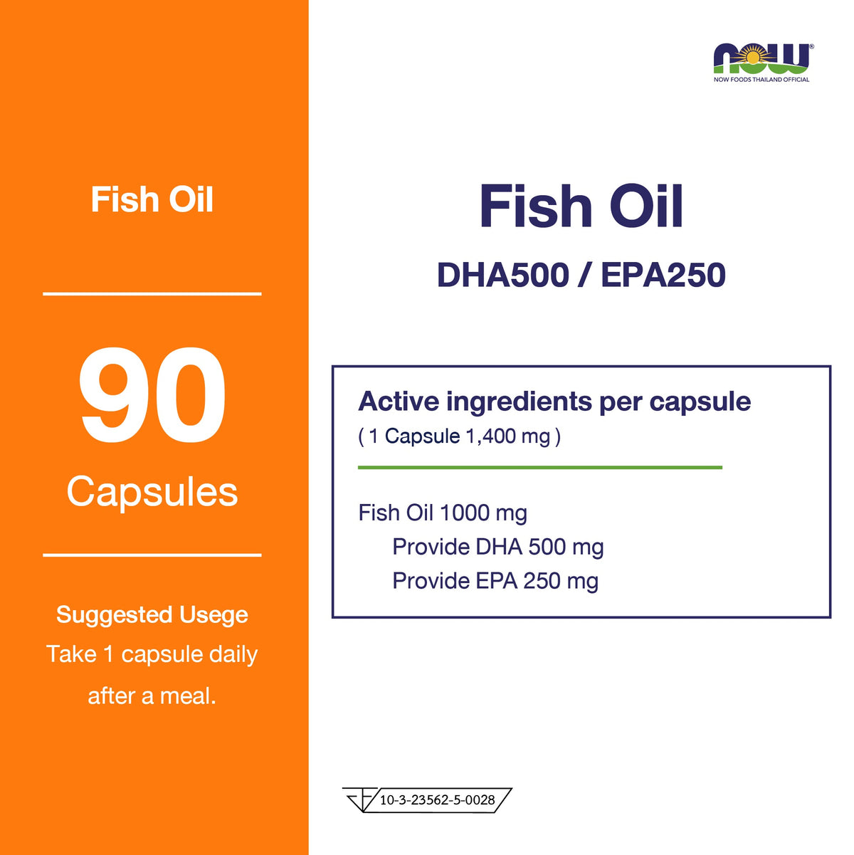NOW Foods DHA 500 Enteric Coated Fish Oil 1000mg for Brain and Eye Health 90 Softgels
