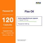 NOW Foods Organic Flax Seed Oil 1000mg Omega 3 for Everyday Wellness 120 Softgels