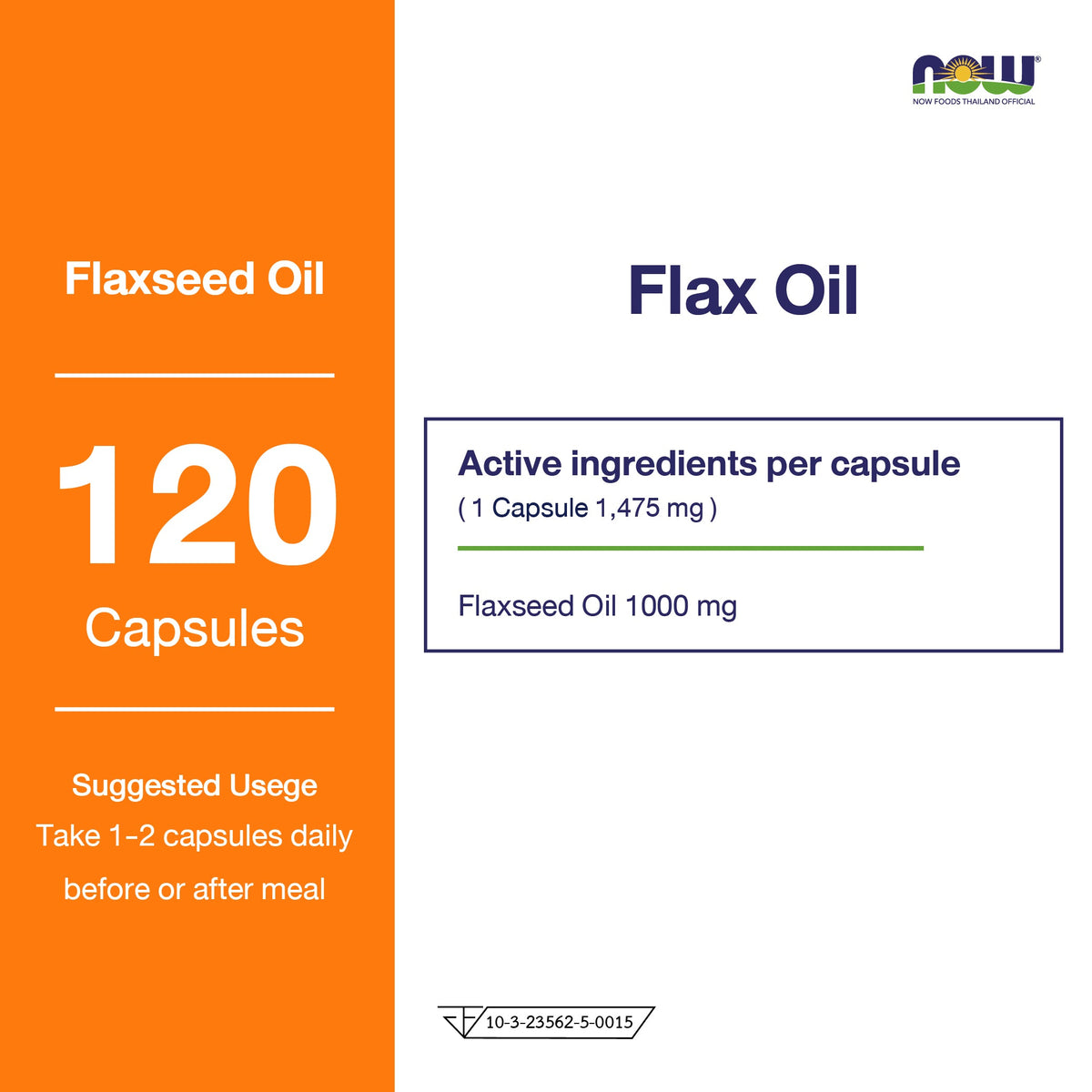 NOW Foods Organic Flax Seed Oil 1000mg Omega 3 for Everyday Wellness 120 Softgels