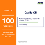 NOW Foods Garlic Oil 1500mg Vegetable Capsules for Everyday Wellness Twin Pack