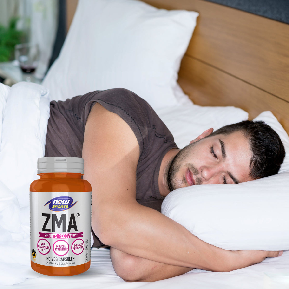 NOW Foods ZMA Zinc Magnesium Vitamin B6 for Restful Sleep 90 Capsules