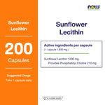 NOW Foods Sunflower Lecithin 1200mg Soy Free for Everyday Wellness 100 Softgels