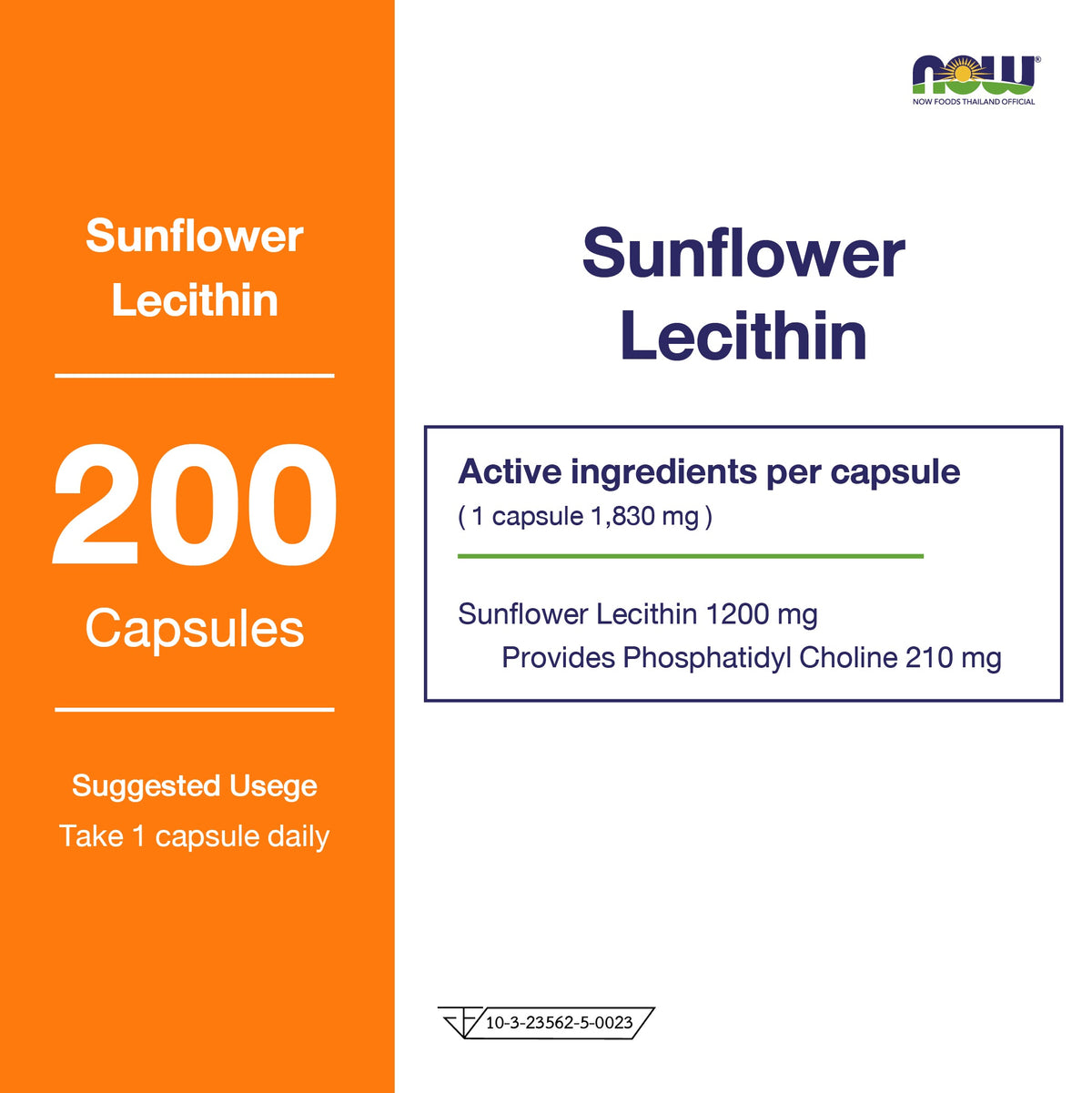 NOW Foods Sunflower Lecithin 1200mg Soy Free for Everyday Wellness 100 Softgels