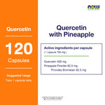 NOW Foods Quercetin Bromelain for Antioxidant Support 400mg 120 Veg Capsules