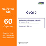 NOW Foods CoQ10 Veg Capsules for Heart and Energy Support 30mg 60 Veg Capsules