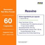 NOW Foods Res V Resveratrol for Antioxidant Support 50mg 60 Veg Capsules