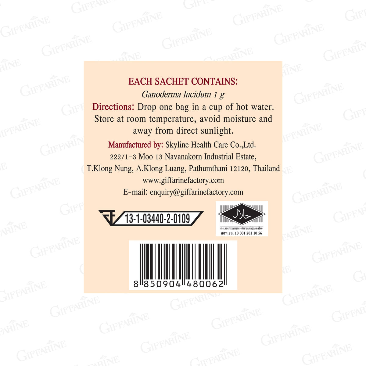 Giffarine Reishi Mushroom Herbal Tea for Everyday Wellness 25 Sachets