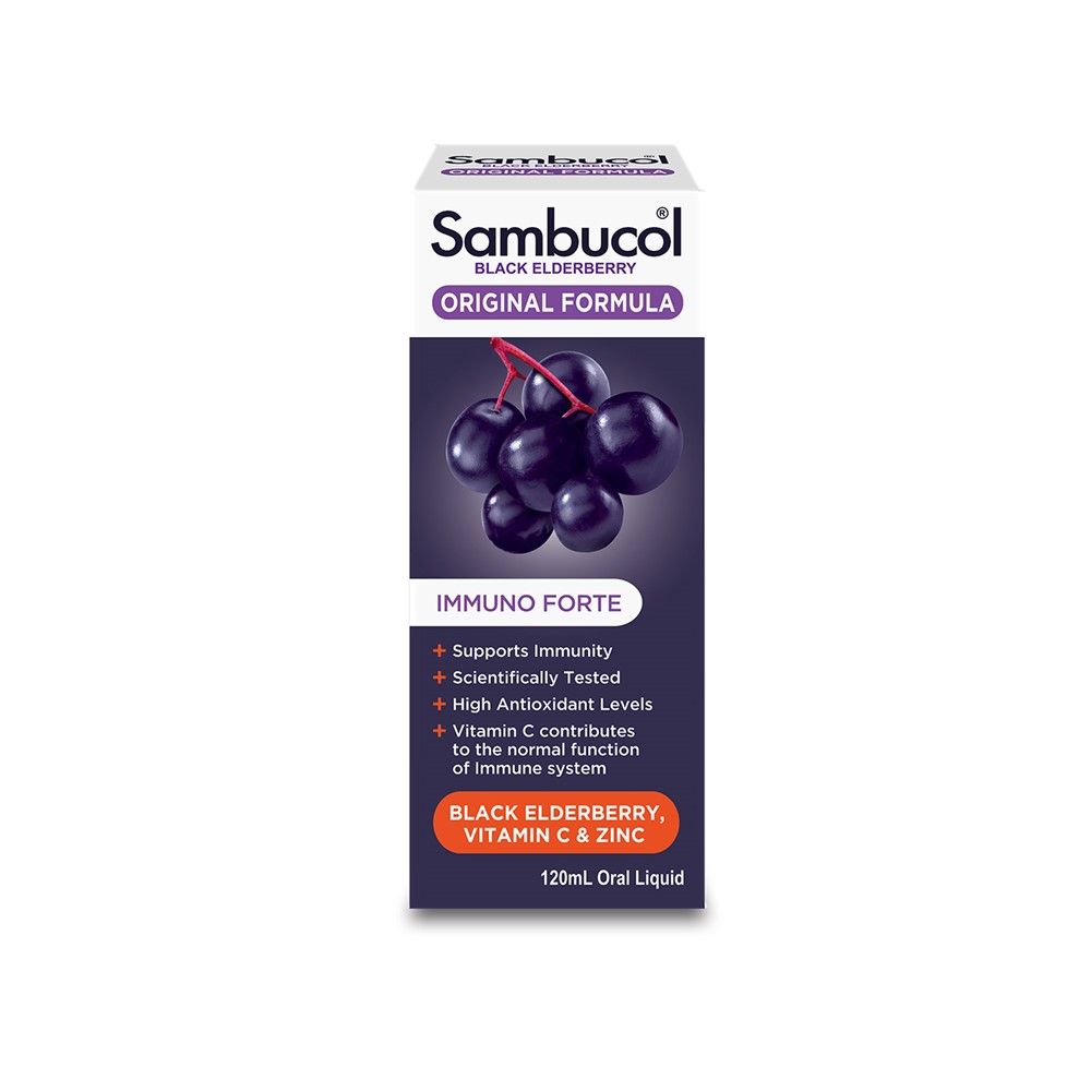 Sambucol Black Elderberry Liquid with Vitamin C Zinc for Daily Immune Support 120 ml