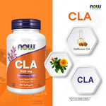 NOW Foods CLA Safflower Oil Softgels 800mg for Fitness Support 90 Softgels