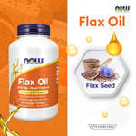 NOW Foods Organic Flax Seed Oil 1000mg Omega 3 for Everyday Wellness 120 Softgels