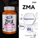 NOW Foods ZMA Zinc Magnesium Vitamin B6 for Restful Sleep 90 Capsules