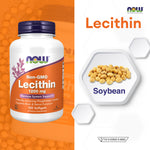 NOW Foods Soy Lecithin Softgels 1200mg for Metabolic Support 100 Softgels