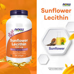 NOW Foods Sunflower Lecithin 1200mg Soy Free for Everyday Wellness 100 Softgels