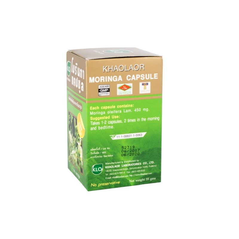 Khaolaor Moringa Leaf for Everyday Wellness Capsules 450mg 100 Capsules