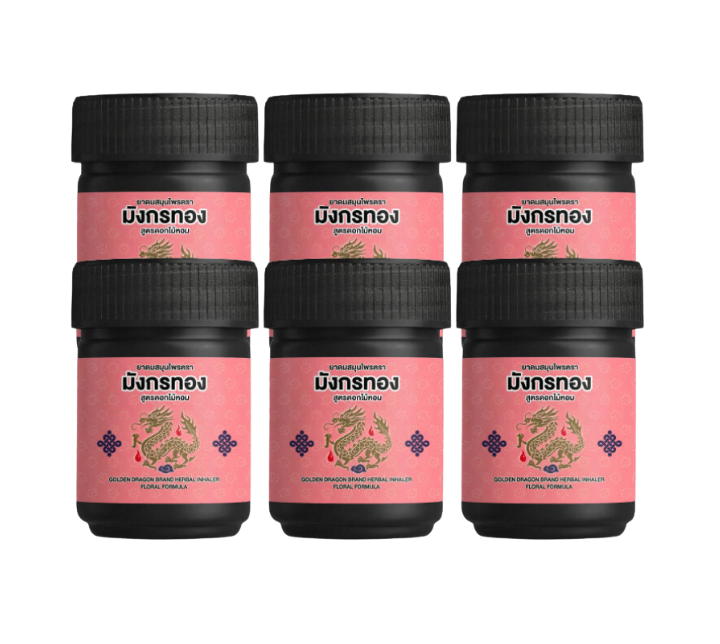 Ouay Un Osoth Ya Dom Golden Dragon Floral Inhaler Aromatherapy for Mental Clarity 6 Pieces