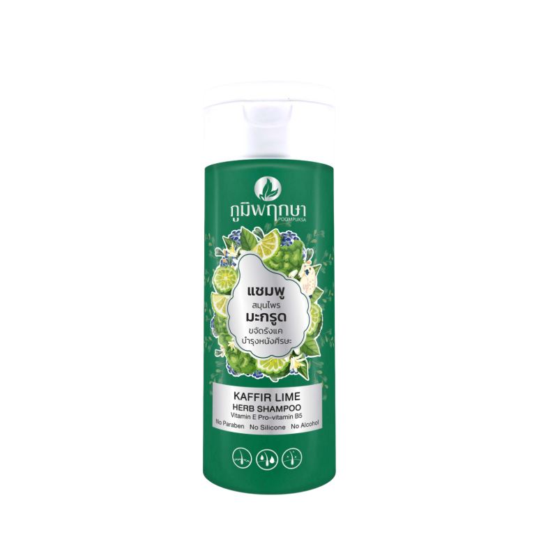 Poompuksa Kaffir Lime Herbal Shampoo for Scalp and Hair Care 200 ml