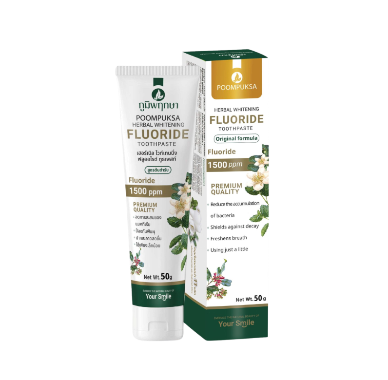 Poompuksa Herbal Whitening Fluoride Toothpaste for Oral Freshness 60 g