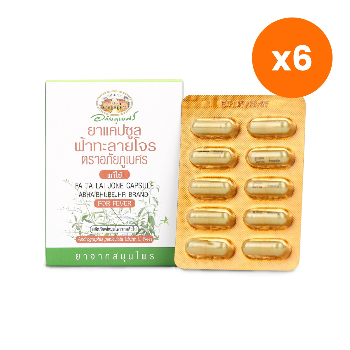 Abhaibhubejhr Andrographis Capsules for Seasonal Immune Support 10 Capsules