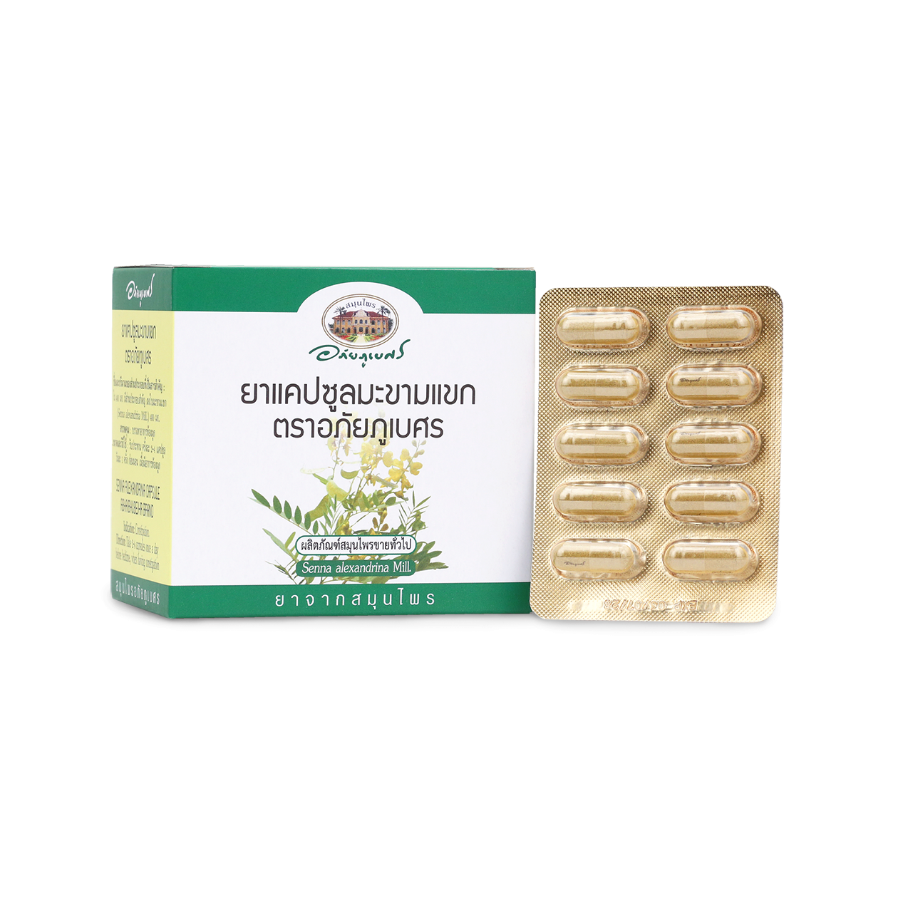 Abhaibhubejhr Senna Leaf Capsules ‚ 100 Capsules (10 Blister Strips)