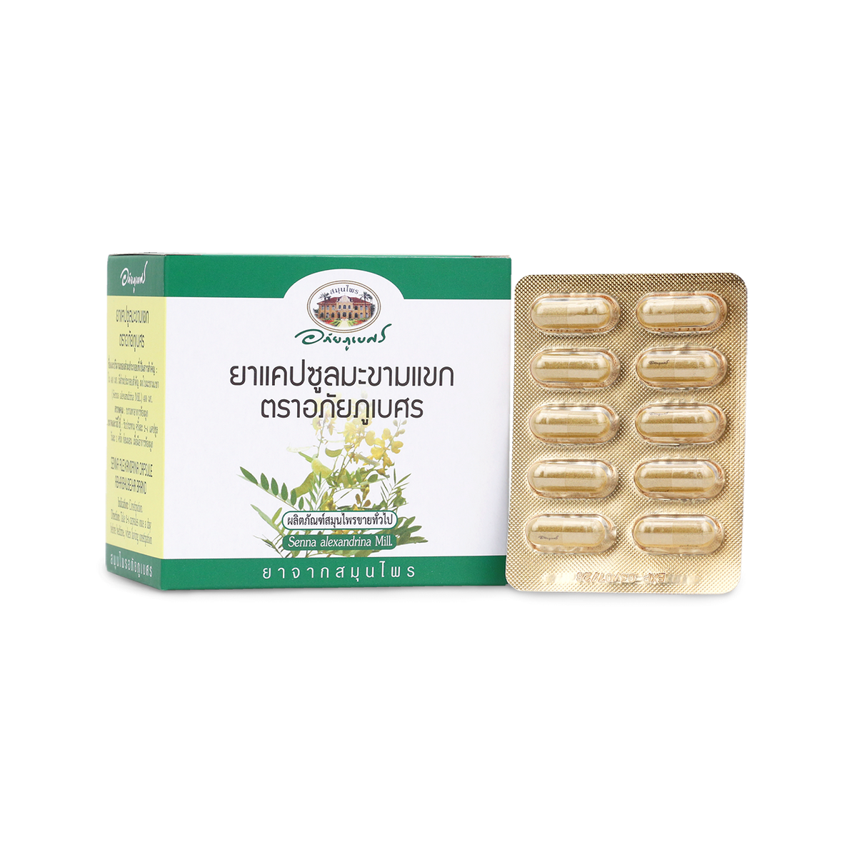 Abhaibhubejhr Senna Leaf Capsules ‚ 100 Capsules (10 Blister Strips)