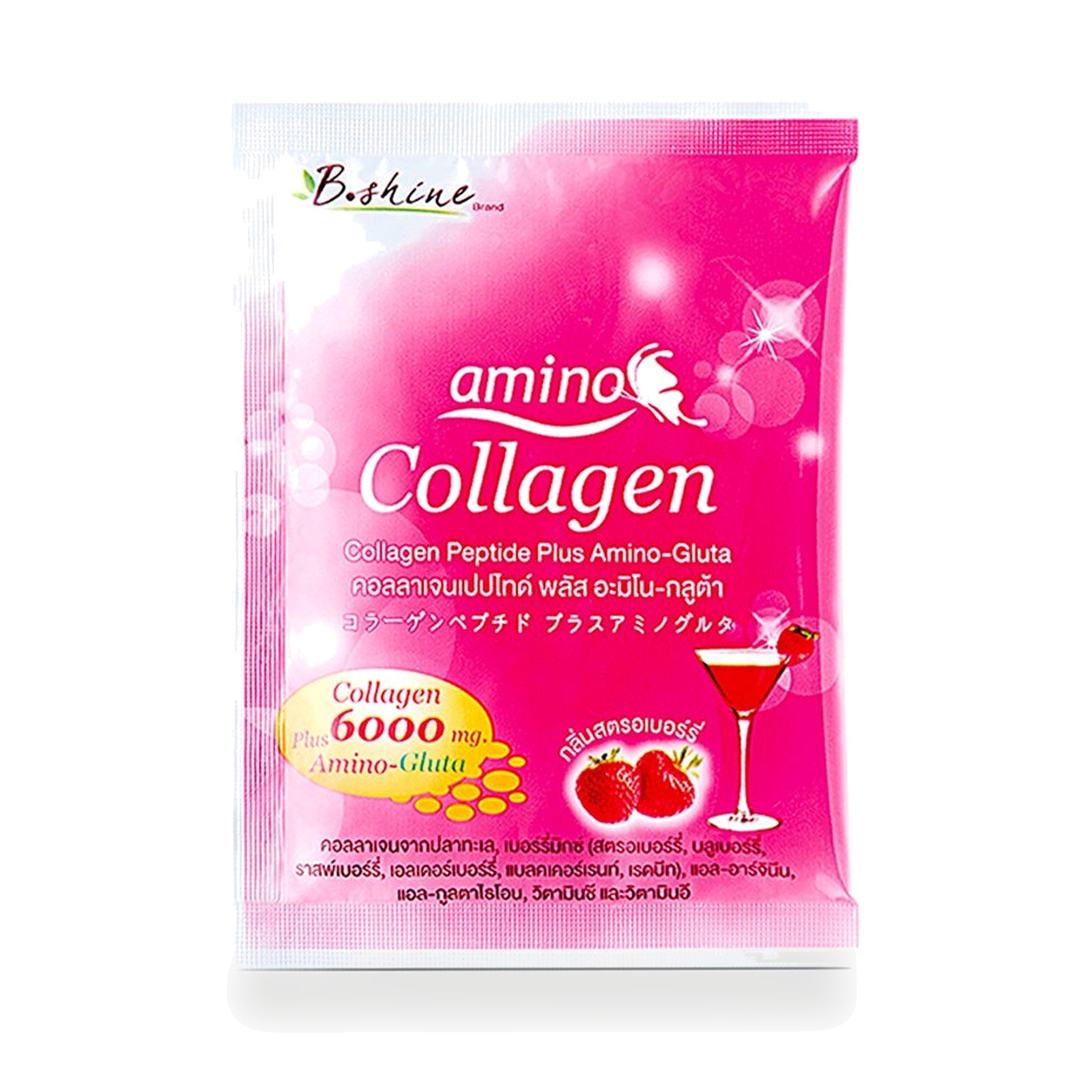 B.Shine Collagen Peptide Plus Strawberry Drink Powder 6,000mg ‚ 10 g Sachet