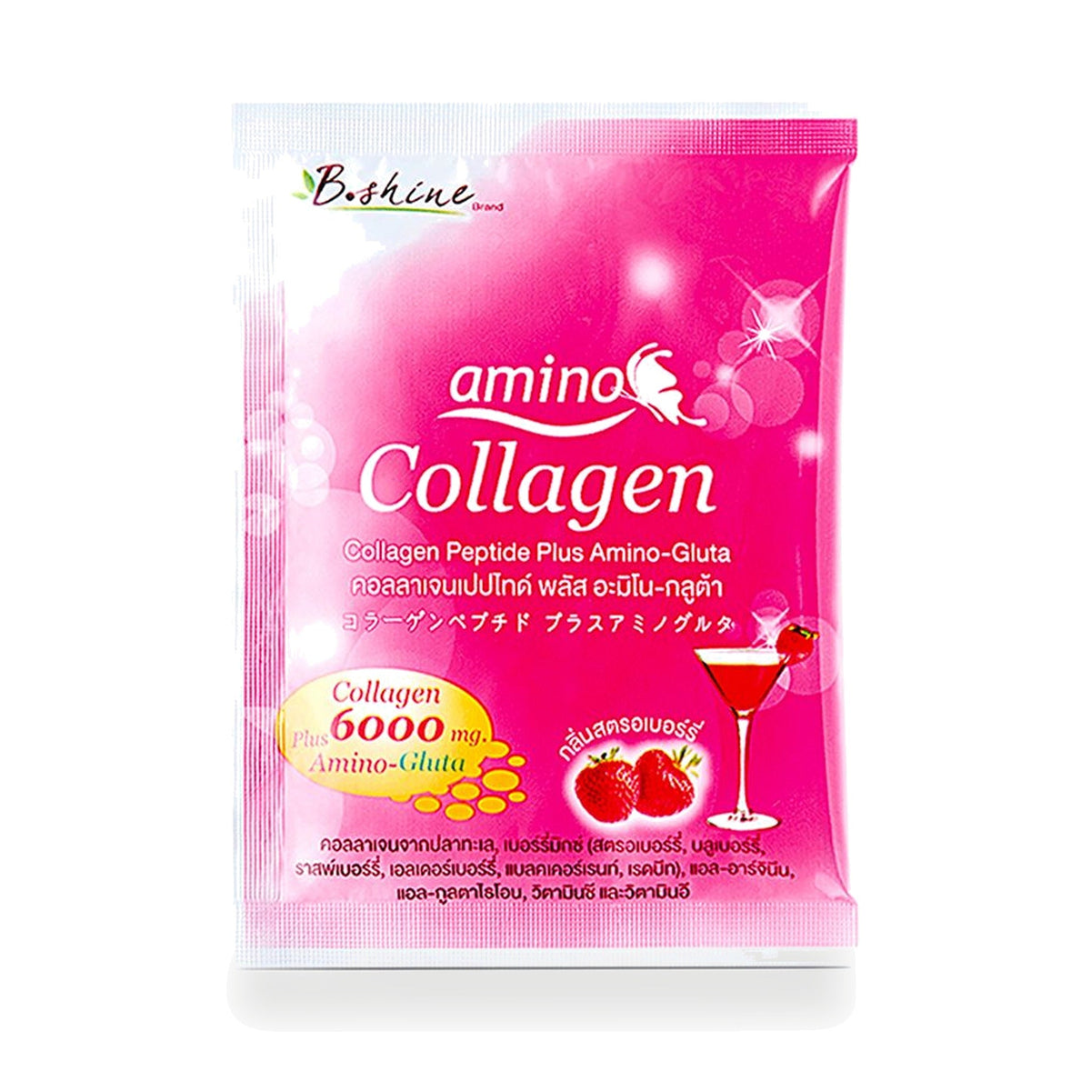 B.Shine Collagen Peptide Plus Strawberry Drink Powder 6,000mg ‚ 10 g Sachet