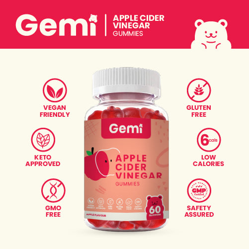 Gemi Apple Cider Vinegar Gummies with the Mother for Digestive Comfort