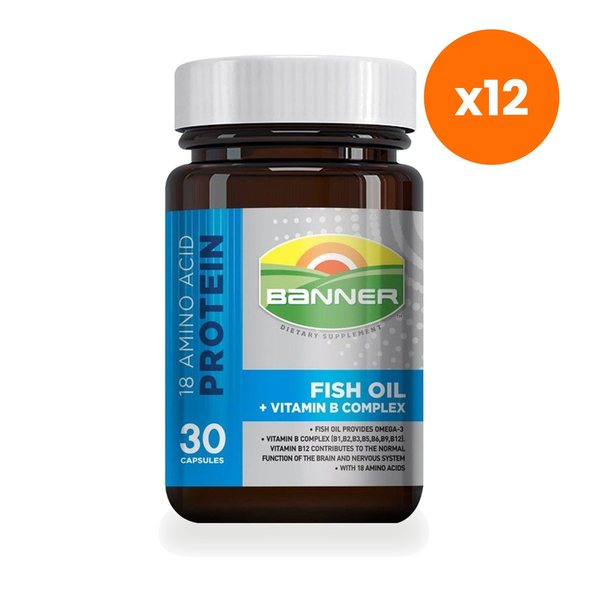 Banner Hi B with Fish Oil Amino Acid Capsules for Focus and Memory 30 Capsules