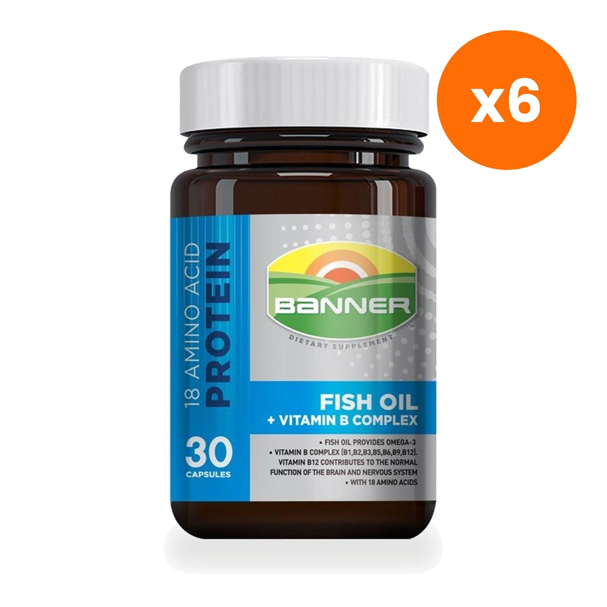 Banner Hi B with Fish Oil Amino Acid Capsules for Focus and Memory 30 Capsules