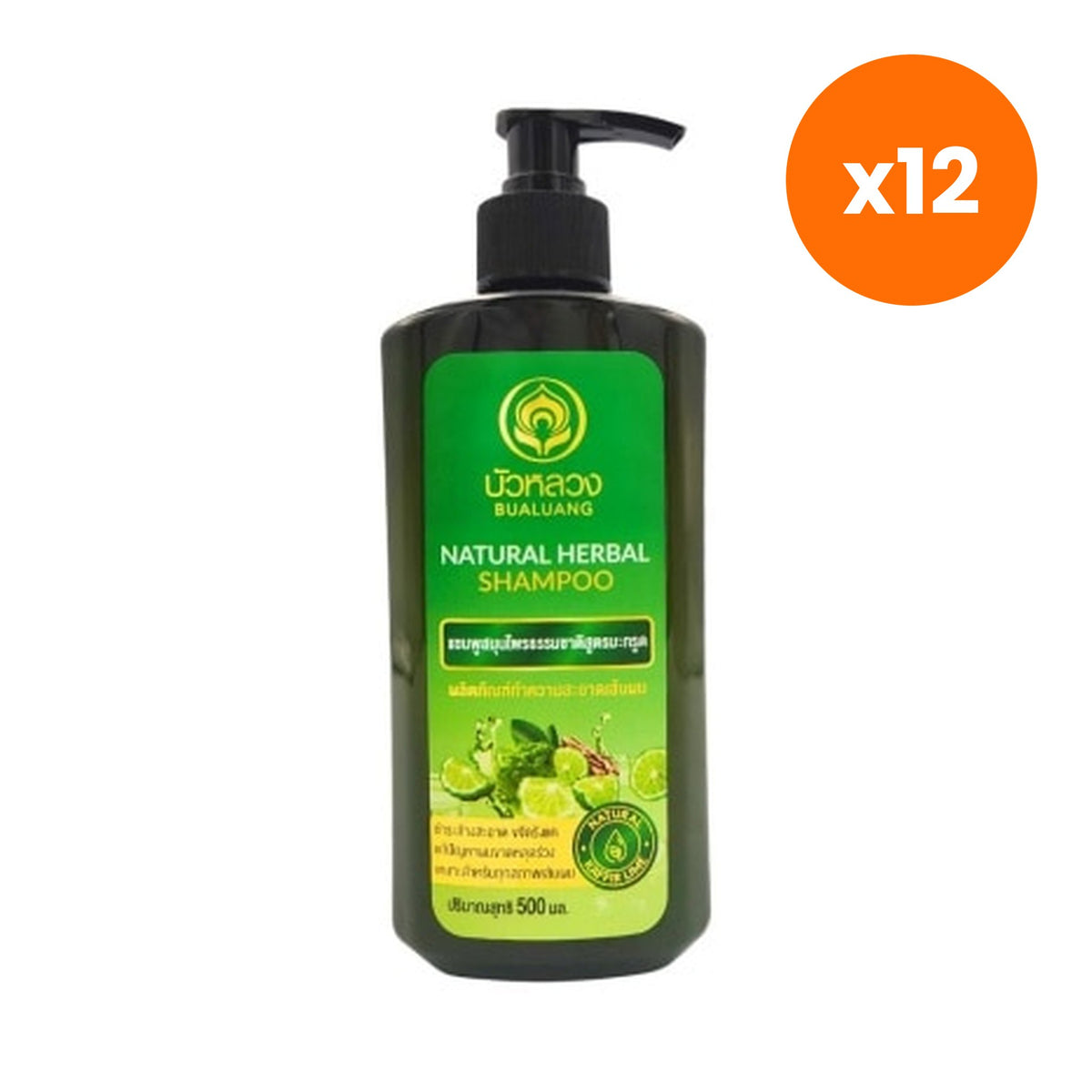 Bualuang Natural Herbal Shampoo for Scalp and Hair Care 500 ml – 12 pack bundle