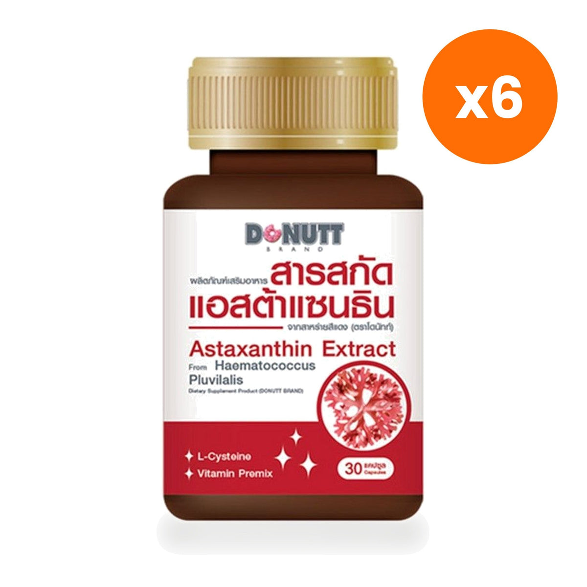 Donutt Astaxanthin Capsules 4.8mg L Cysteine for Antioxidant Skin Support 30 Capsules