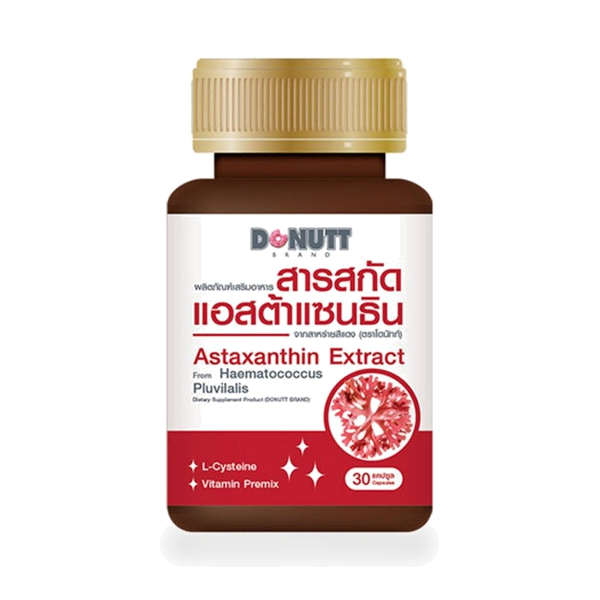 Donutt Astaxanthin Capsules 4.8mg with L-Cysteine ‚ 30 Capsules