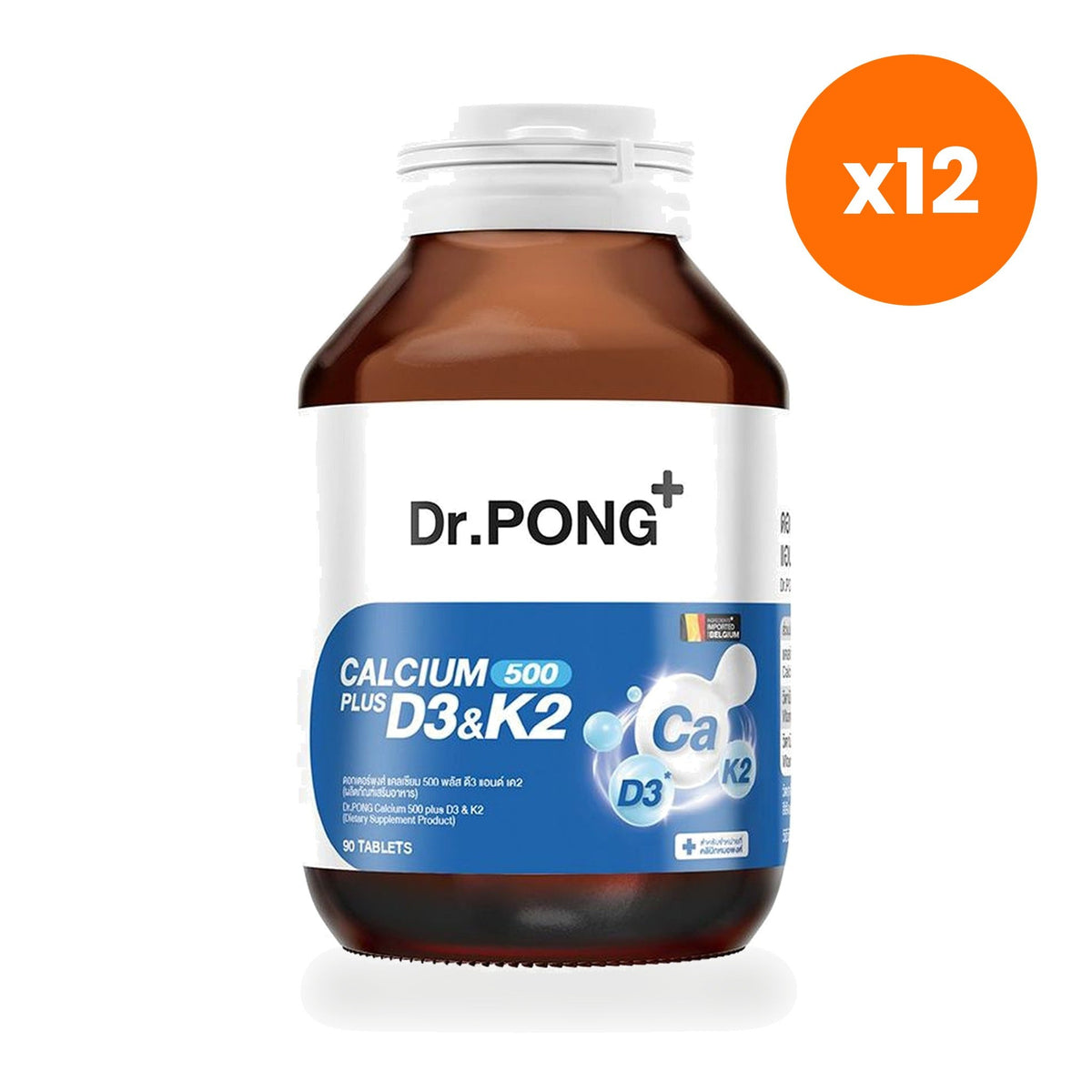 Dr.Pong Calcium 500 Plus D3 K2 Tablets for Bone Strength 90 Tablets