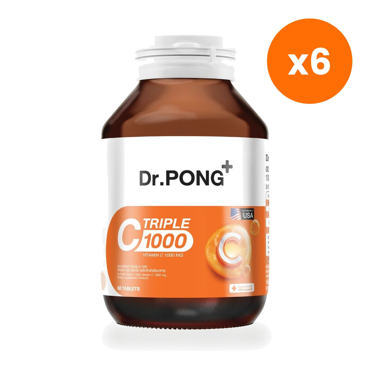 Dr.Pong Triple C 1000 Vitamin C with Zinc Tablets for Daily Immune Support 60 Tablets