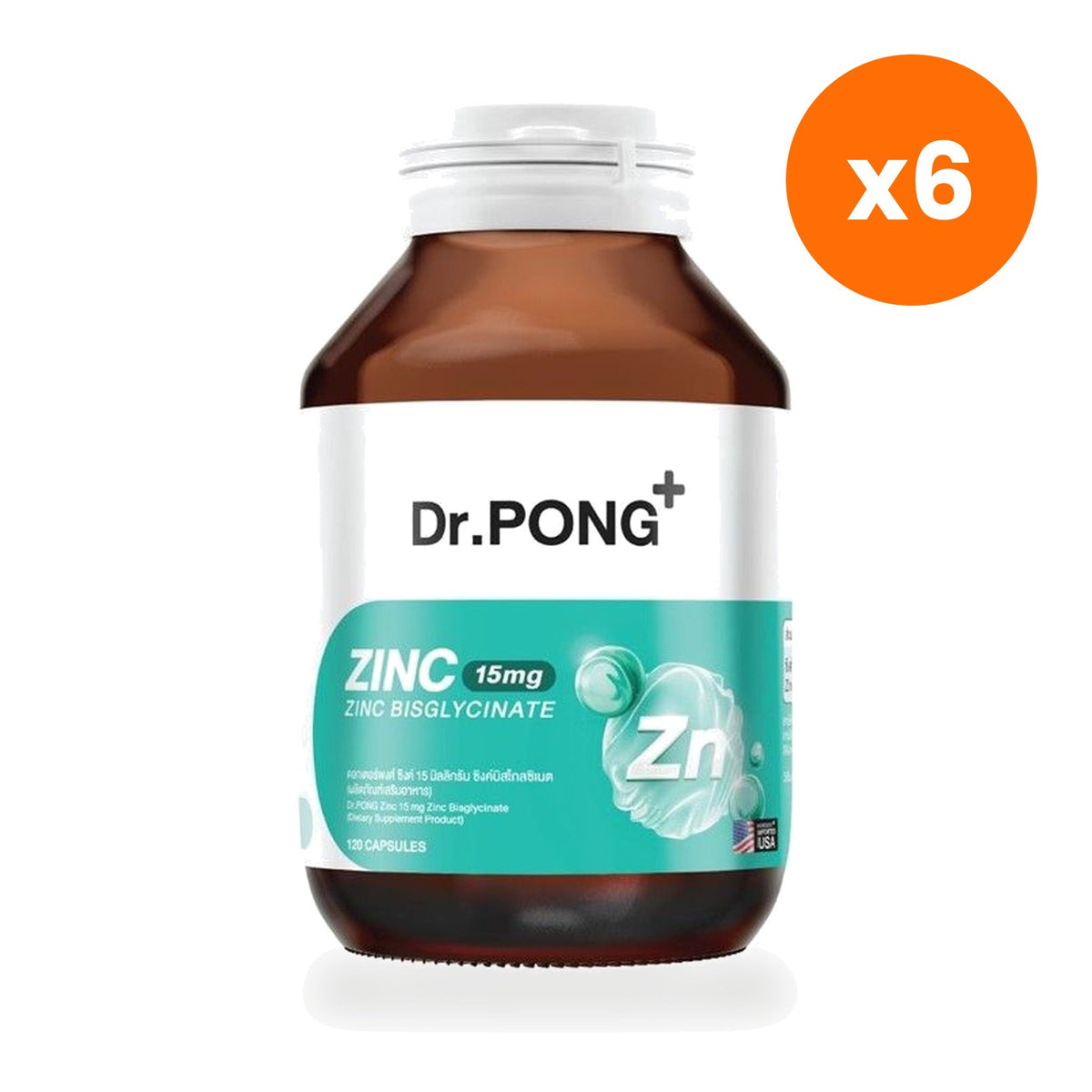 Dr.Pong Zinc Bisglycinate Capsules for Skin Hair and Nail Health 120 Capsules