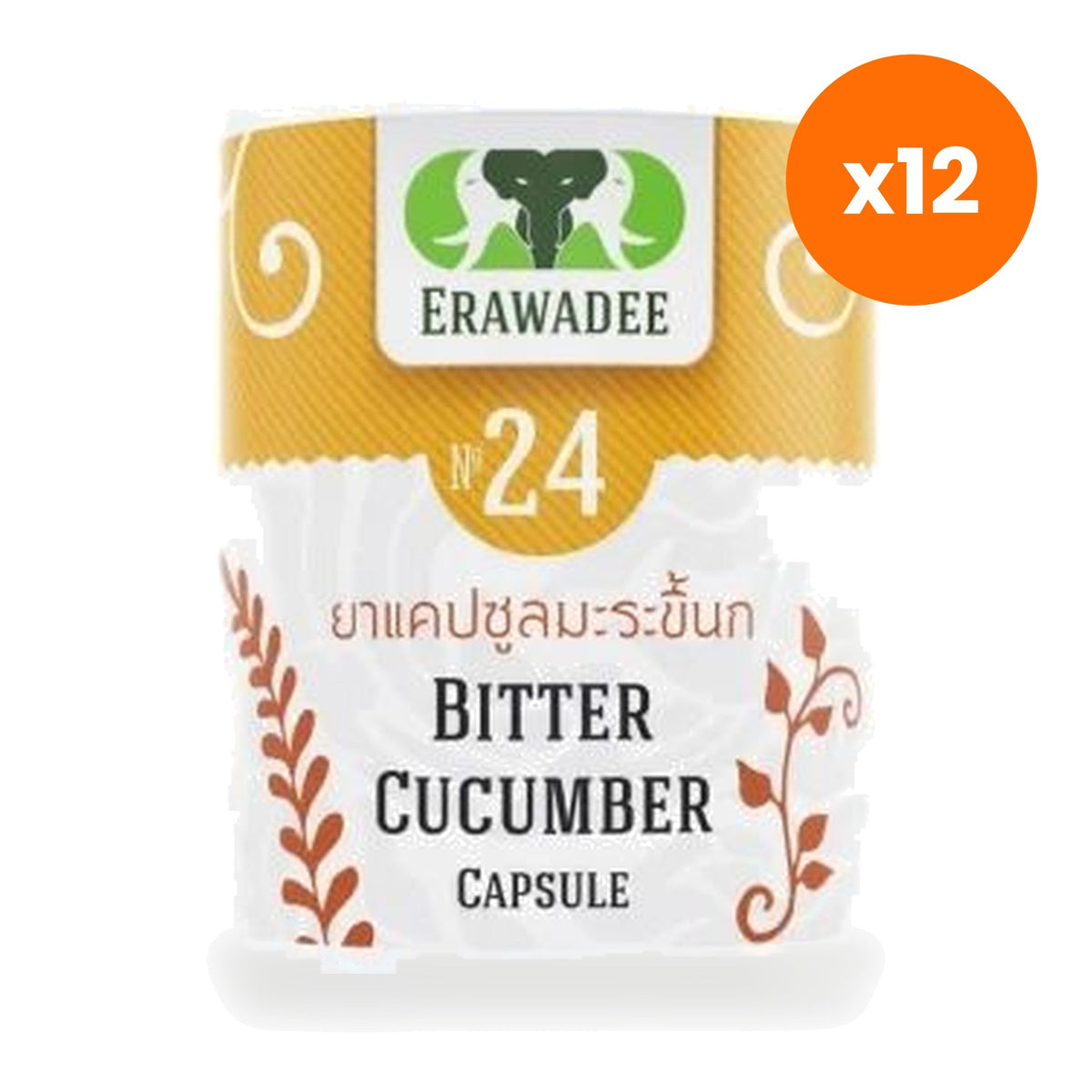Erawadee No.24 Bitter Melon Capsules 250mg for Weight Management 100 Capsules