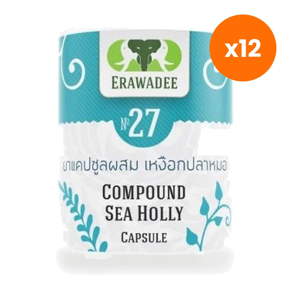 Erawadee No.27 Sea Holly Acanthus Capsules 250mg for Skin Comfort 100 Capsules