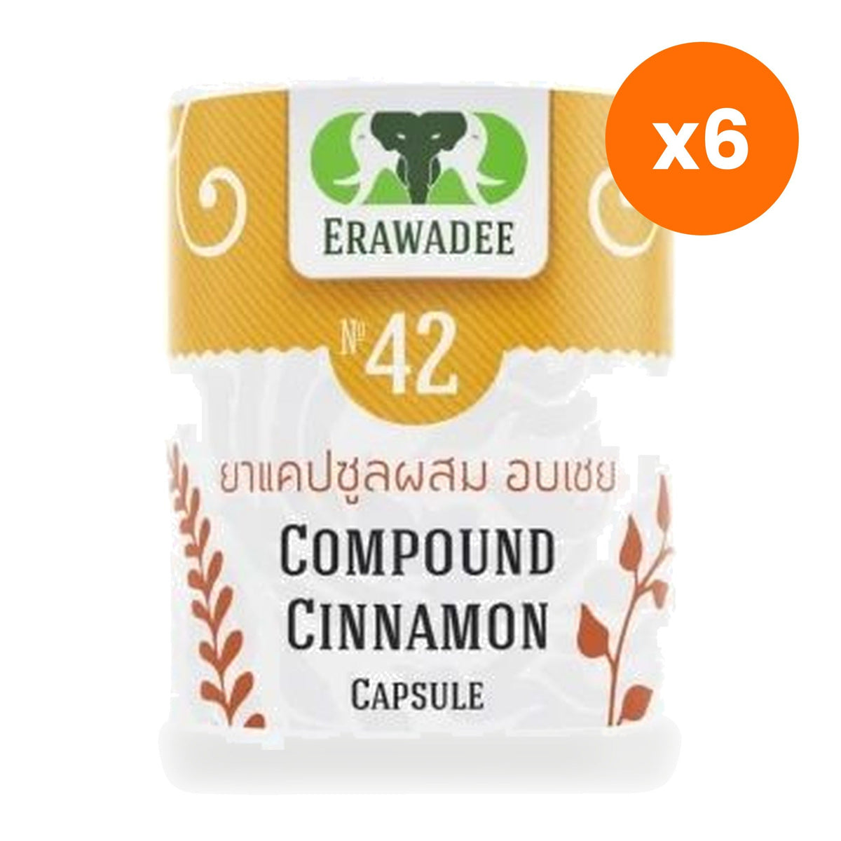 Erawadee No.42 Ceylon Cinnamon 250mg for Metabolic Wellness Support 100 Capsules