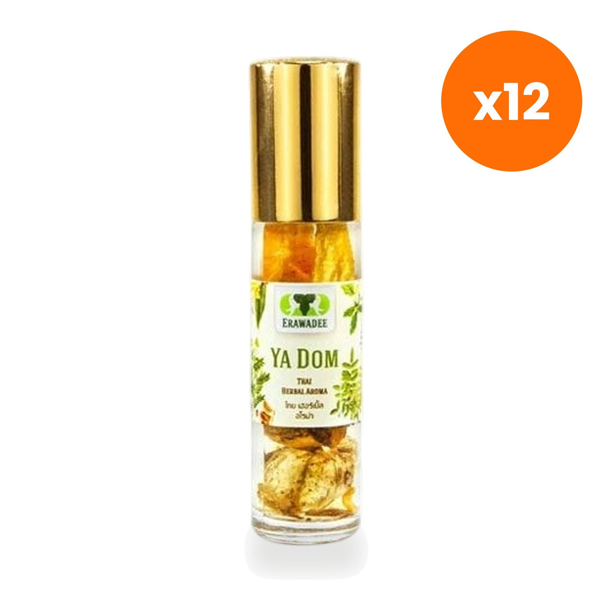 Erawadee No.51 Ya Dom Herbal Inhaler Roll On Aromatherapy for Travel Freshness 8 ml