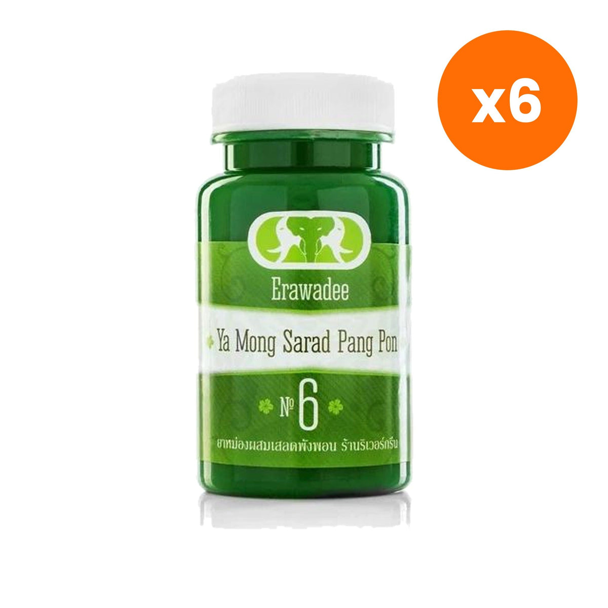 Erawadee No.6 Salet Phangphon Cooling Green Herbal Balm for Tired Muscle Relief 90 g