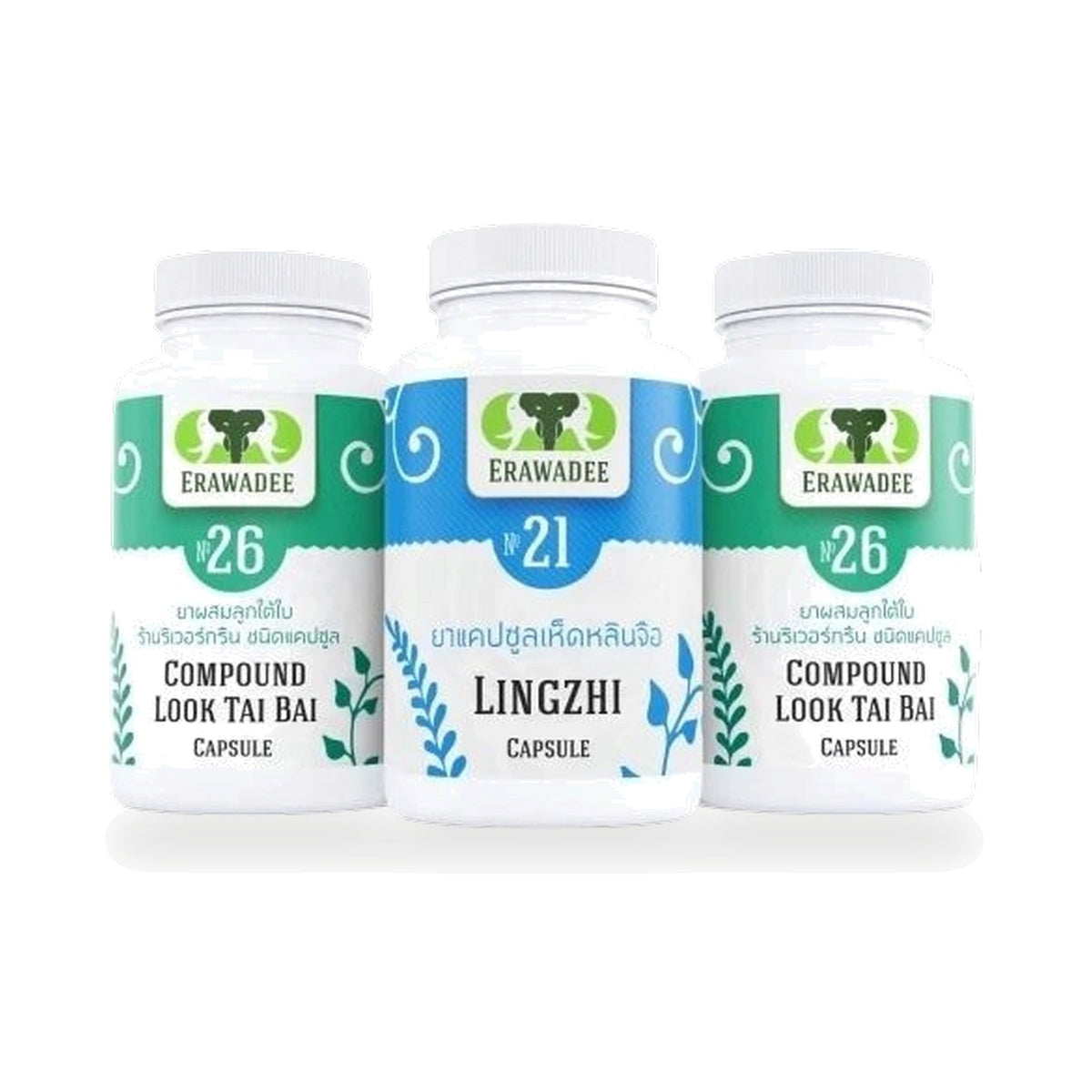 Erawadee Phyllanthus & Reishi Herbal Set No.3 Capsules ‚ 3 Packs