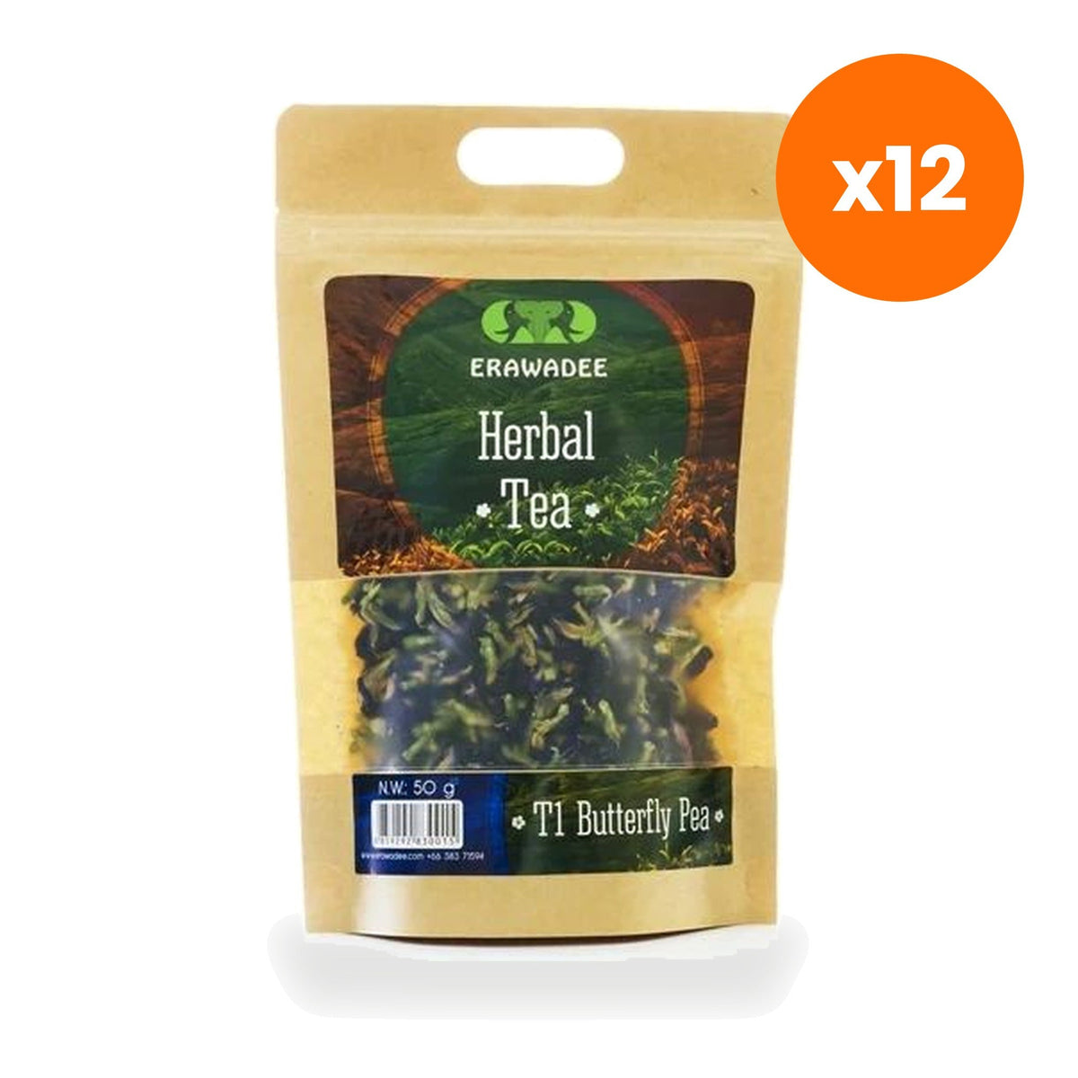 Erawadee T1 Butterfly Pea Flower Herbal Tea Caffeine Free for Eye Comfort 50 g