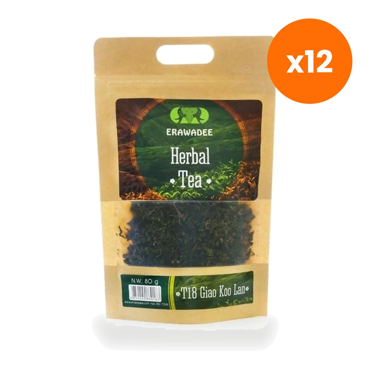 Erawadee T18 Jiaogulan Herbal Tea Caffeine Free for Everyday Energy 80 g
