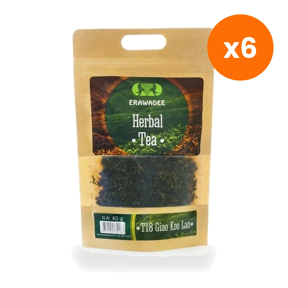 Erawadee T18 Jiaogulan Herbal Tea Caffeine Free for Everyday Energy 80 g
